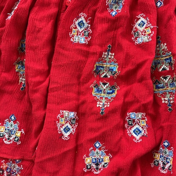 Free People Red Arianna Embroidered Tunic/ Dress size XS - Picture 8 of 10